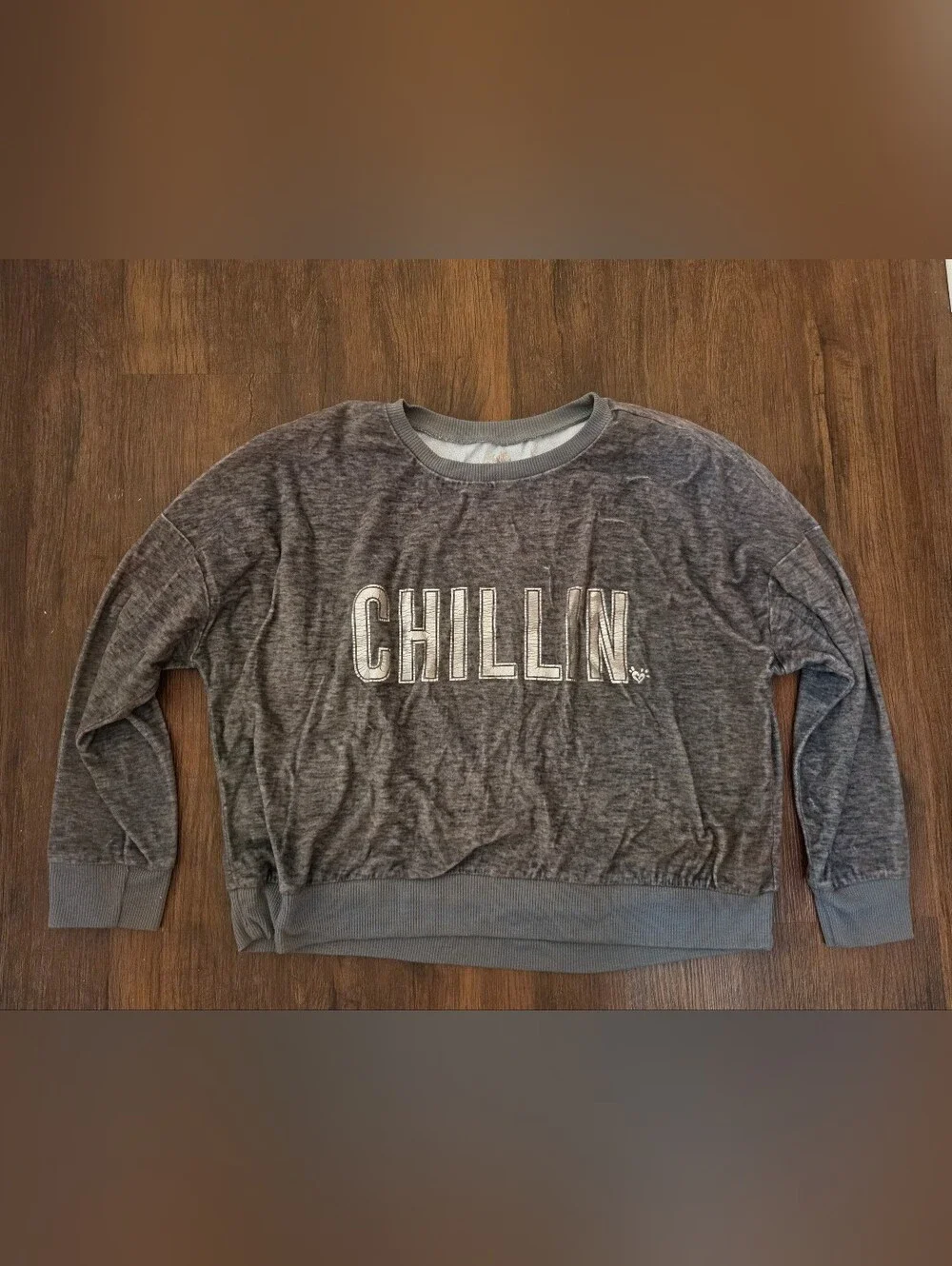 Justice Grey 'CHILLIN.' Girls Crewneck Sweatshirt